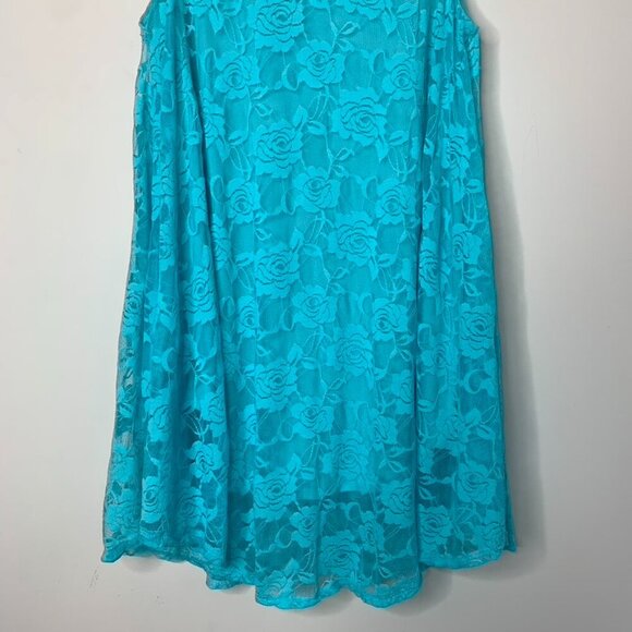 Women's Blue Floral Lace Dress Blouse Tank Top Sleeveless - Picture 5 of 14